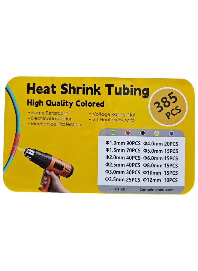Heat shrink tubing for electrical wire insulation. Heat shrinkable electrical insulation. Insulated cable wrapping tubing. Shrink ratio 2:1. 5 colors, 12 sizes. 385 pieces. - Image 2